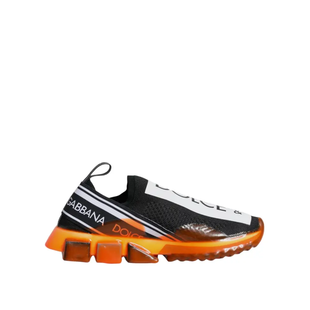 Dolce & Gabbana Schwarz Orange Sorrento Slip On Sneakers Schuhe - EU40/US7