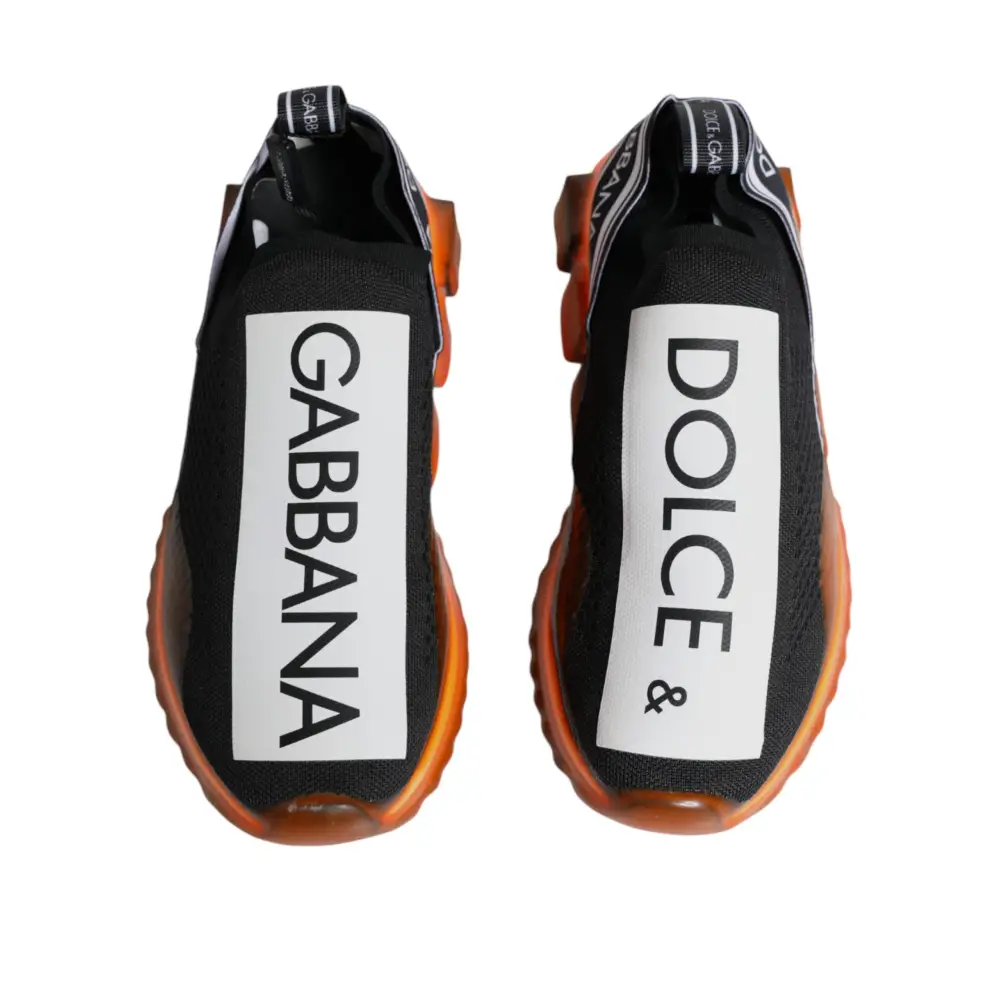 Dolce & Gabbana Schwarz Orange Sorrento Slip On Sneakers Schuhe