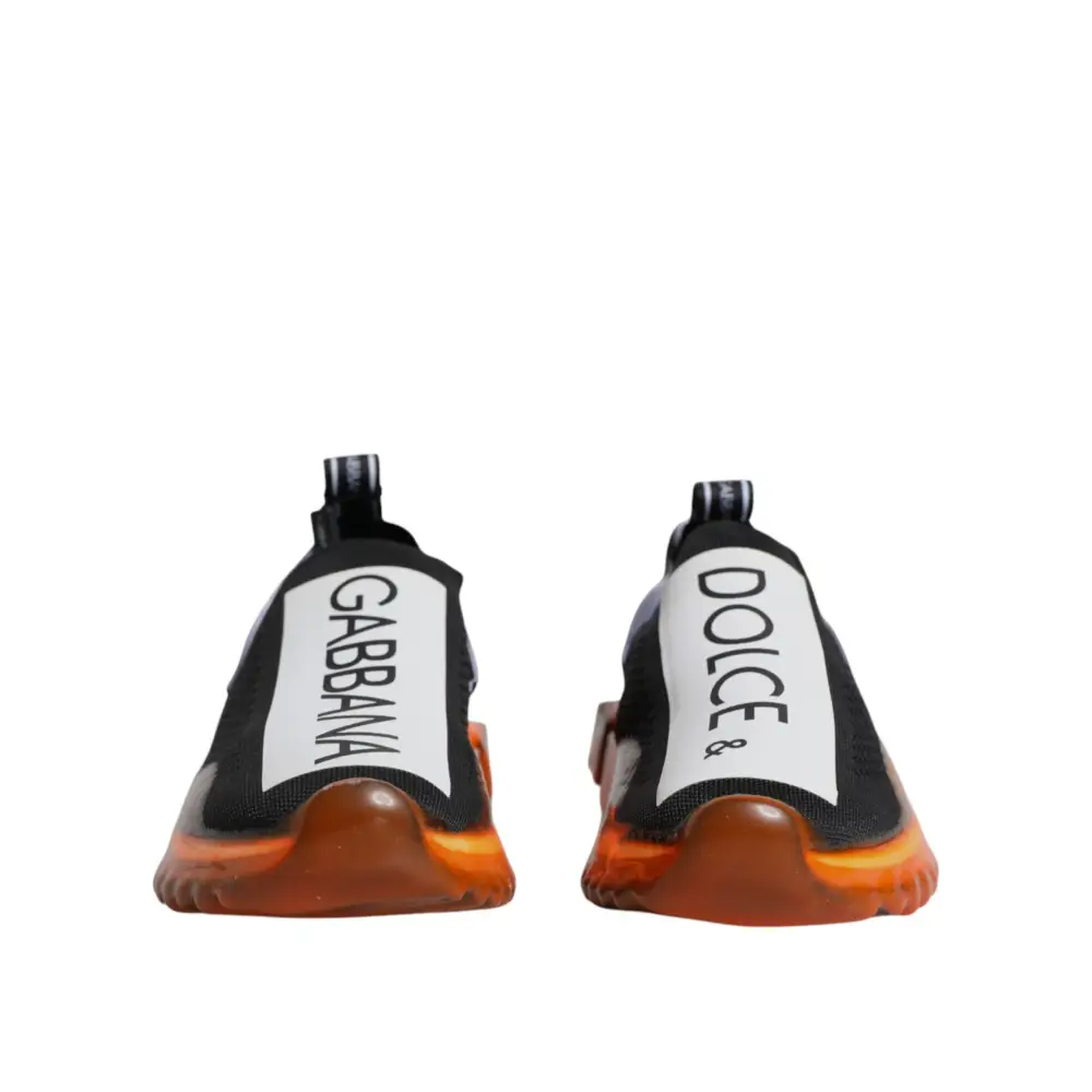 Dolce & Gabbana Schwarz Orange Sorrento Slip On Sneakers Schuhe