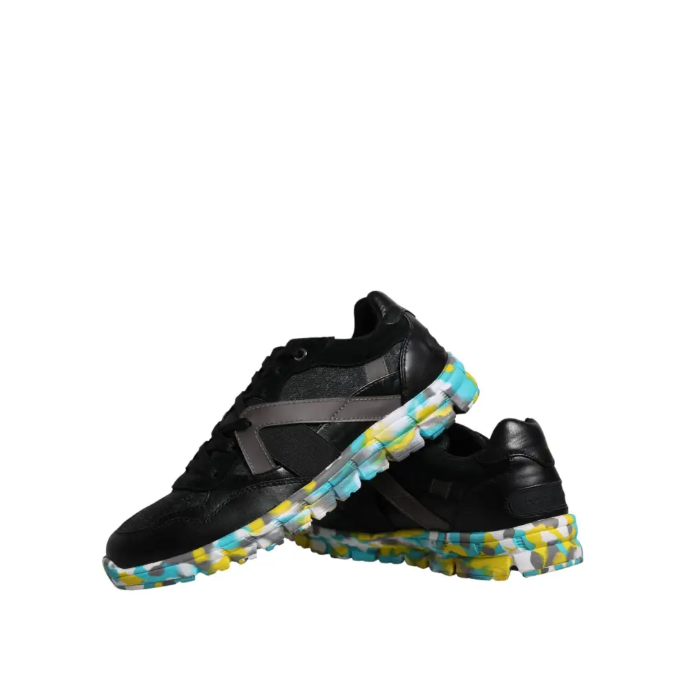 Dolce & Gabbana Schwarz Polyester Low Top Männer Turnschuhe Schuhe - EU41.5/US8.5