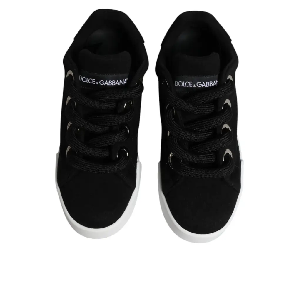 Dolce & Gabbana Schwarz Portofino Low Top Sneakers Schuhe - EU37/US7