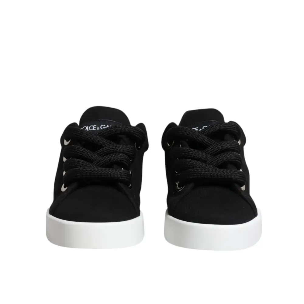 Dolce & Gabbana Schwarz Portofino Low Top Sneakers Schuhe - EU37/US7