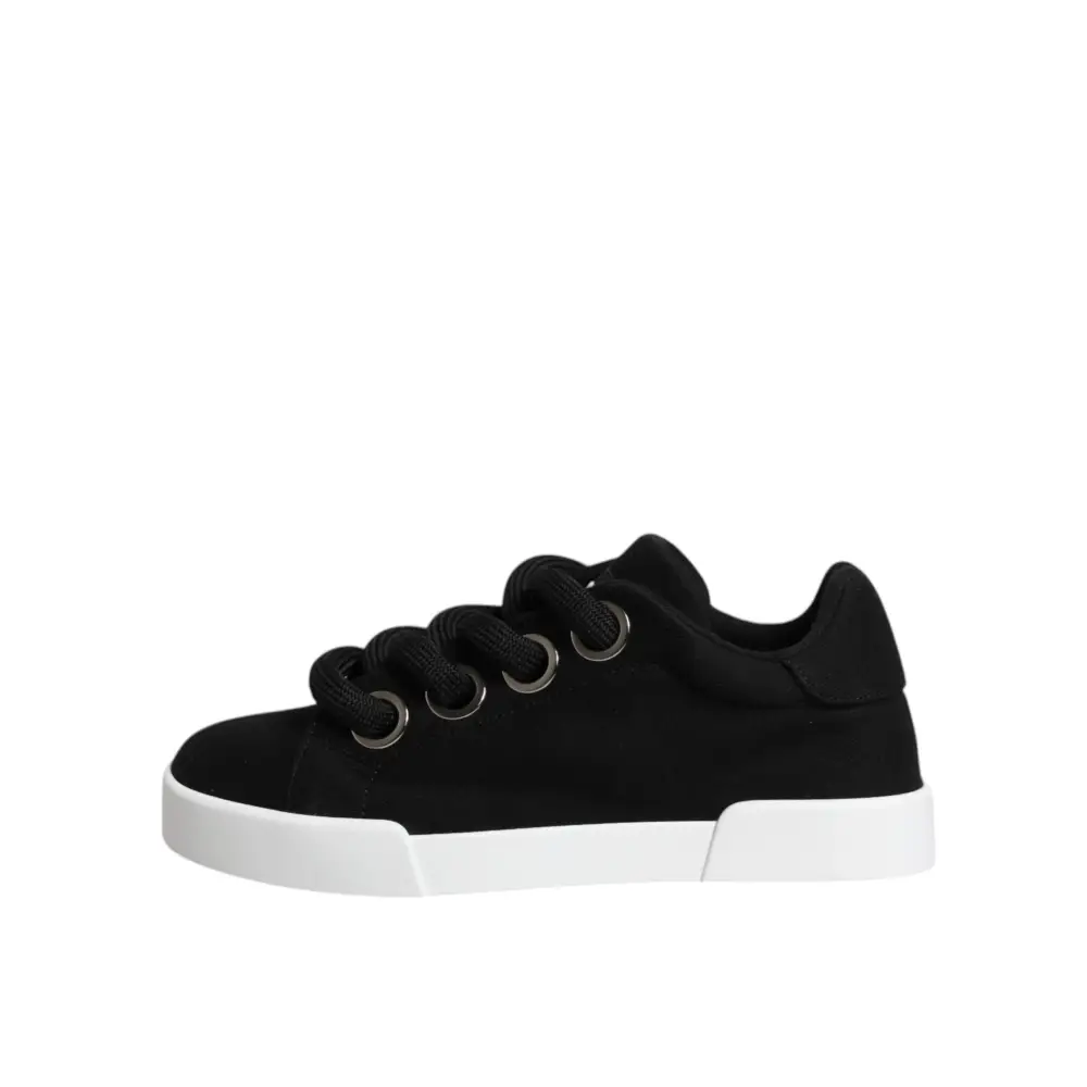 Dolce & Gabbana Schwarz Portofino Low Top Sneakers Schuhe - EU37/US7