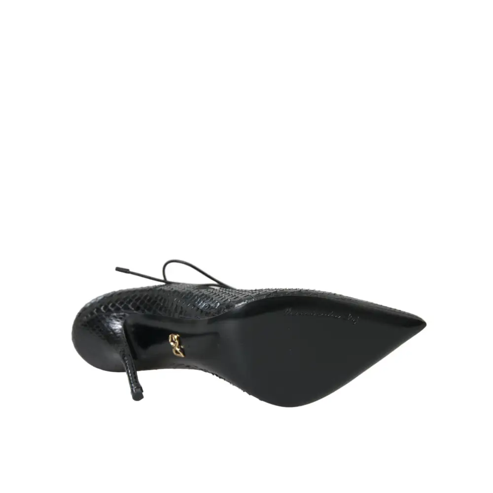 Dolce & Gabbana Schwarz Python Leder Mary Jane Pumps Schuhe - EU39/US8.5