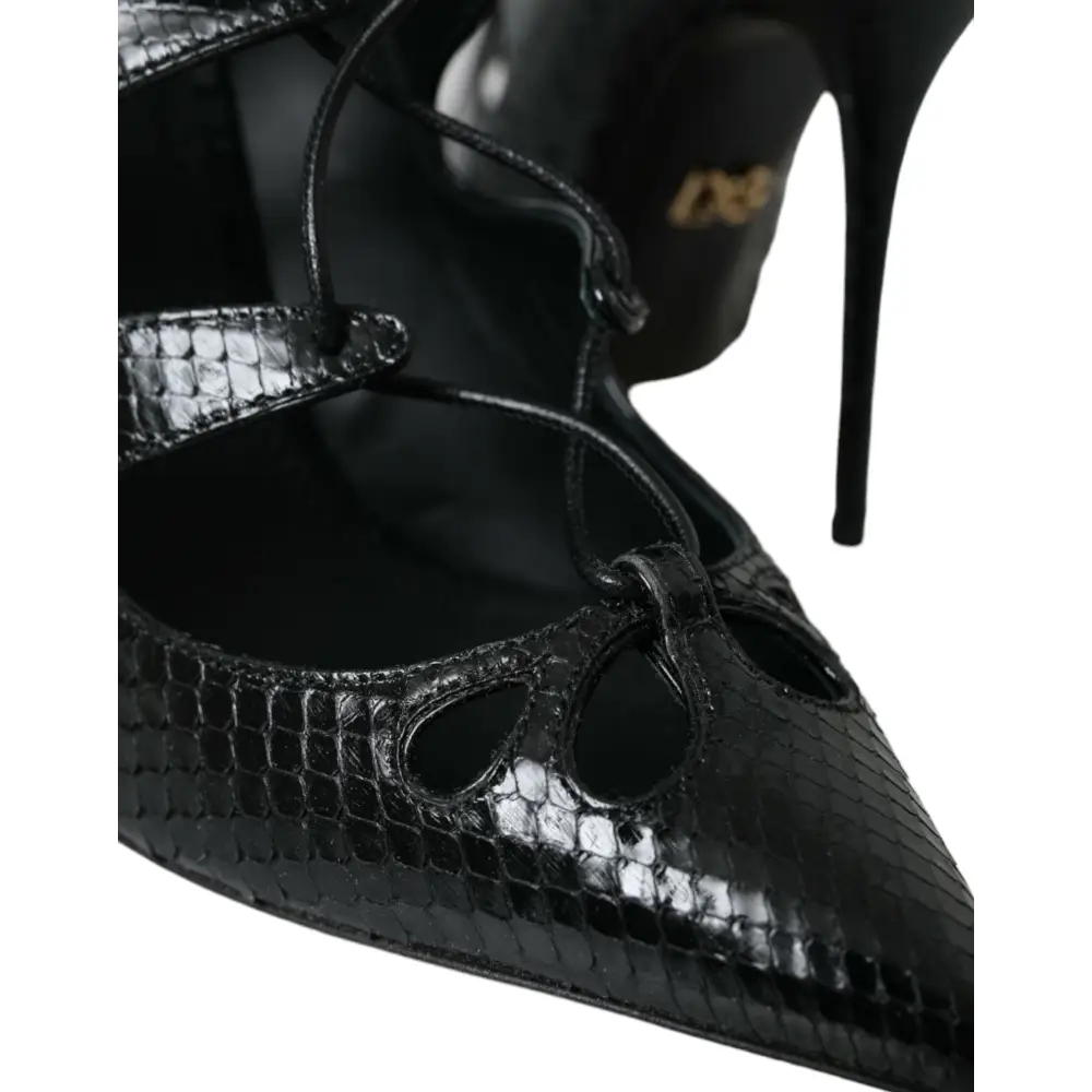 Dolce & Gabbana Schwarz Python Leder Mary Jane Pumps Schuhe - EU39/US8.5