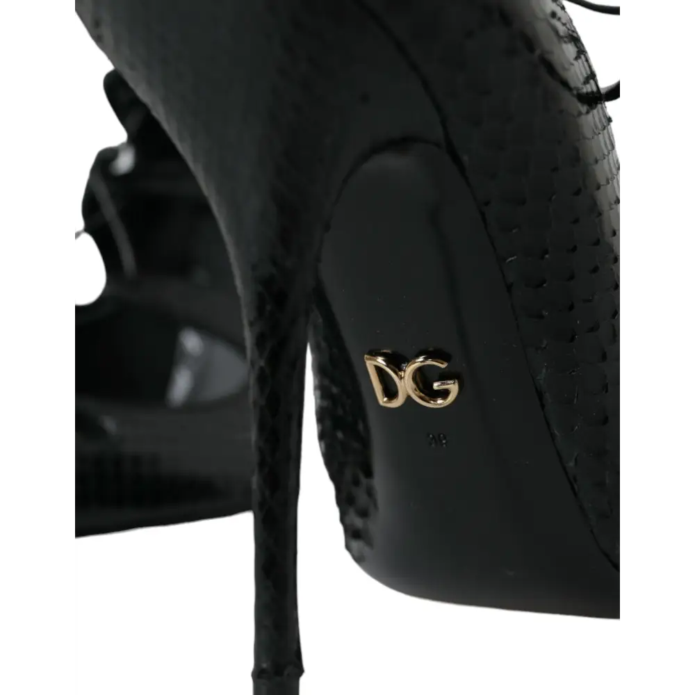 Dolce & Gabbana Schwarz Python Leder Mary Jane Pumps Schuhe - EU39/US8.5
