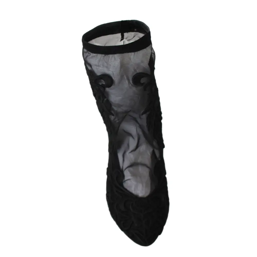 Dolce & Gabbana Schwarz Rosen Stilettos Booties Socken Schuhe - EU39/US8.5