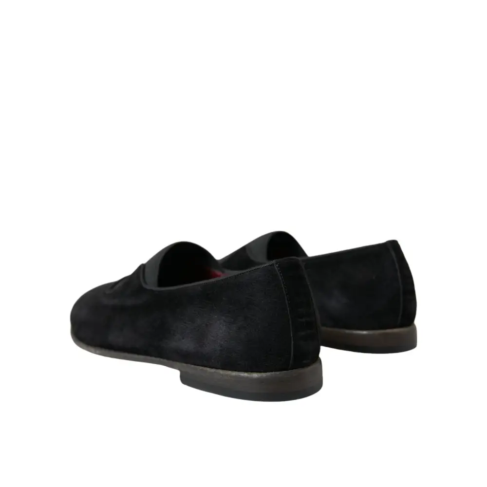 Dolce & Gabbana Schwarz RUNWAY Velour AMALFI Loafers Schuhe - EU41/US8