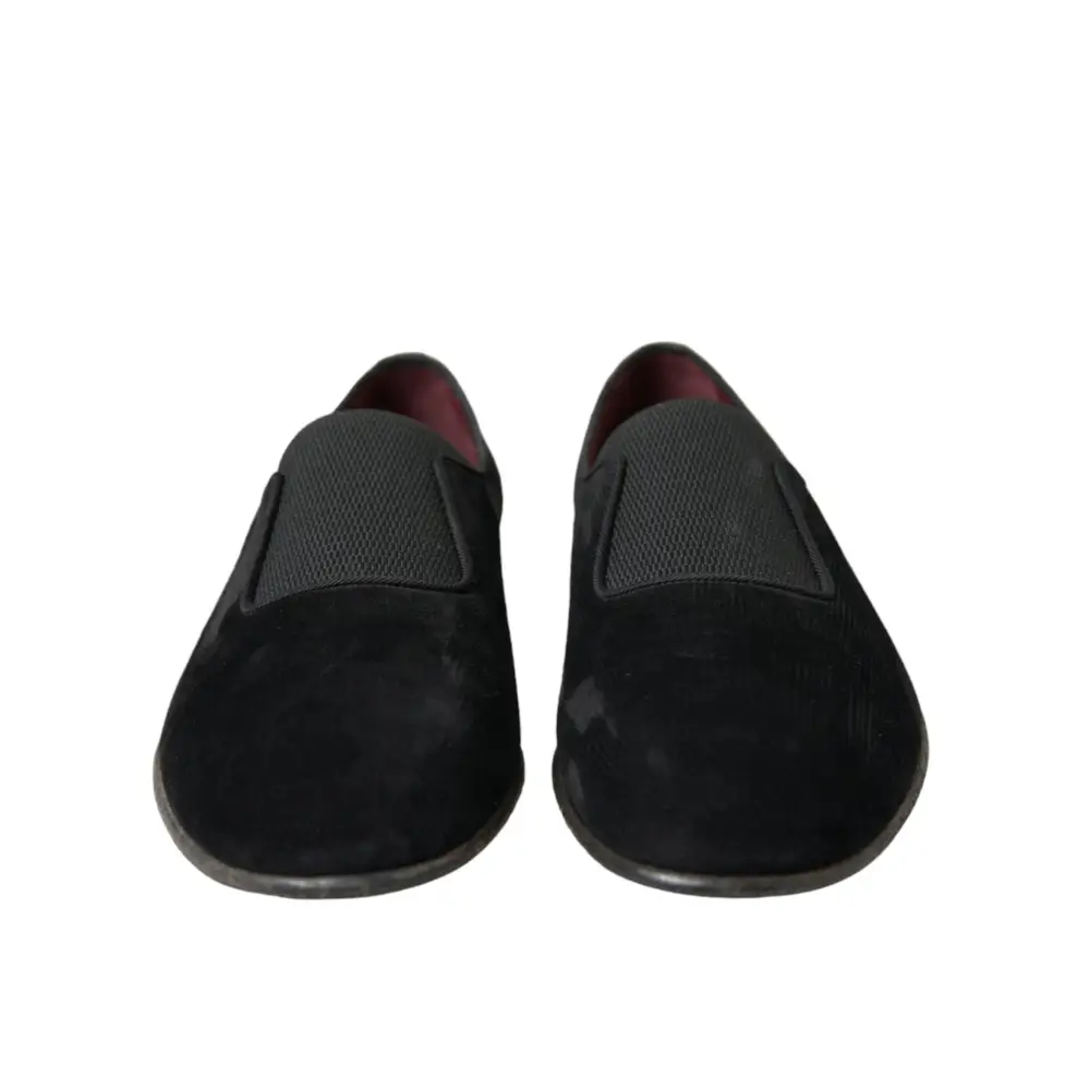 Dolce & Gabbana Schwarz RUNWAY Velour AMALFI Loafers Schuhe - EU41/US8