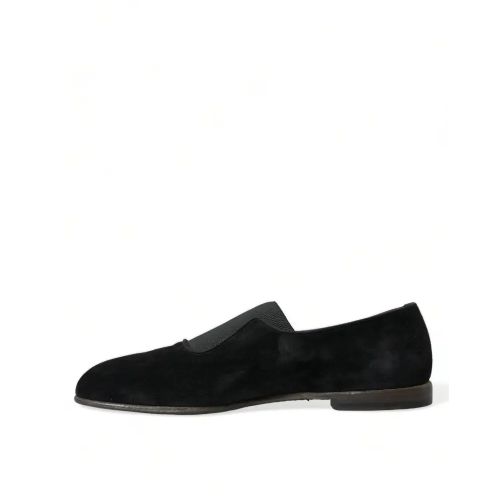 Dolce & Gabbana Schwarz RUNWAY Velour AMALFI Loafers Schuhe - EU41/US8