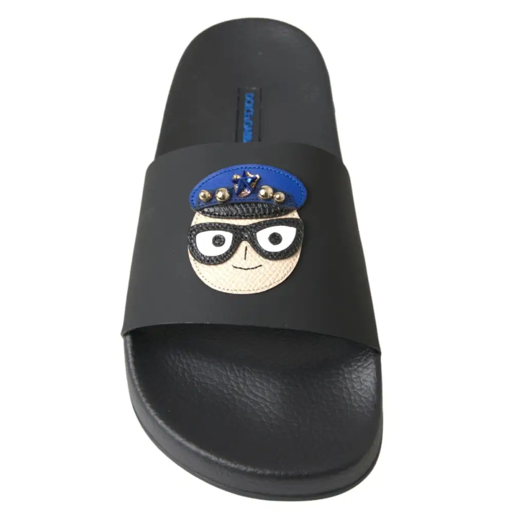 Dolce & Gabbana Schwarz Rutschen Sandalen Strand Saint Barth Schuhe