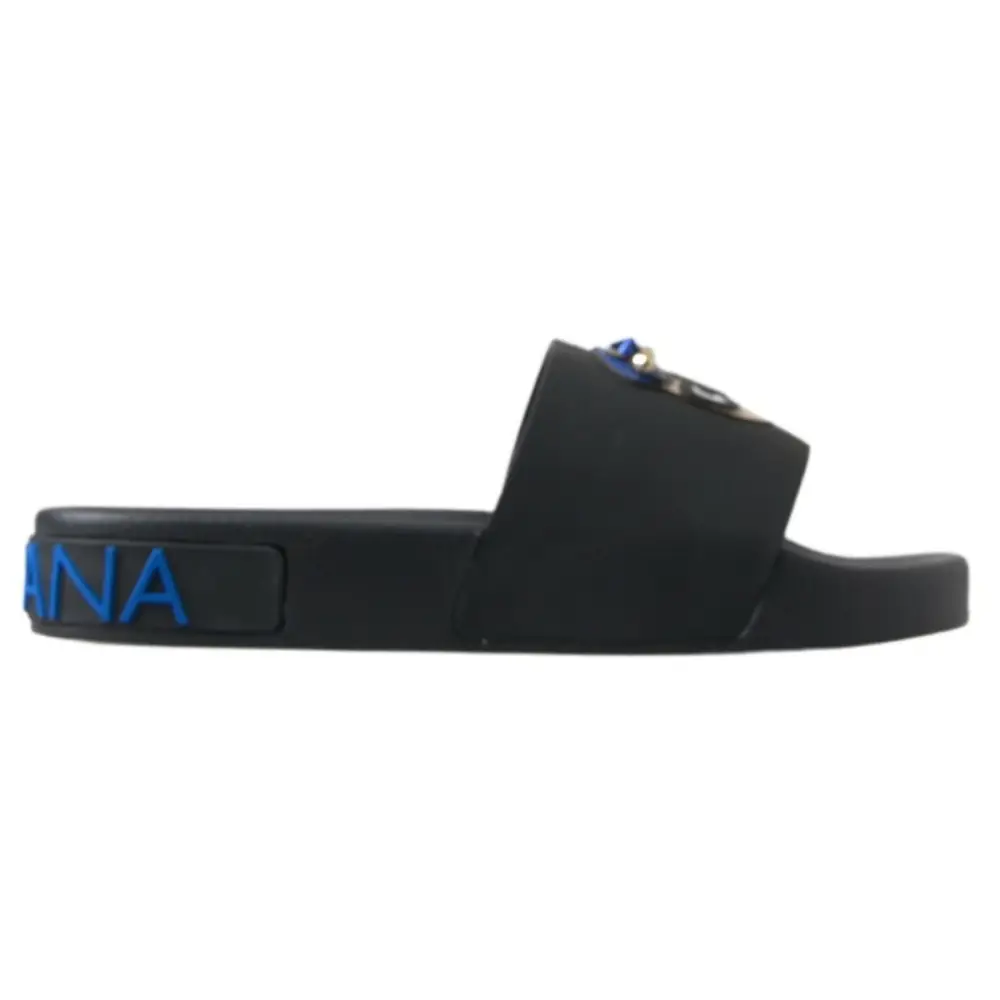 Dolce & Gabbana Schwarz Rutschen Sandalen Strand Saint Barth Schuhe