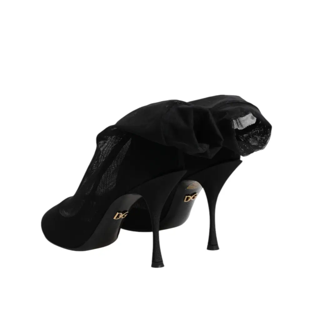 Dolce & Gabbana Schwarz Seide Stretch Mesh Socke Stiefel Schuhe