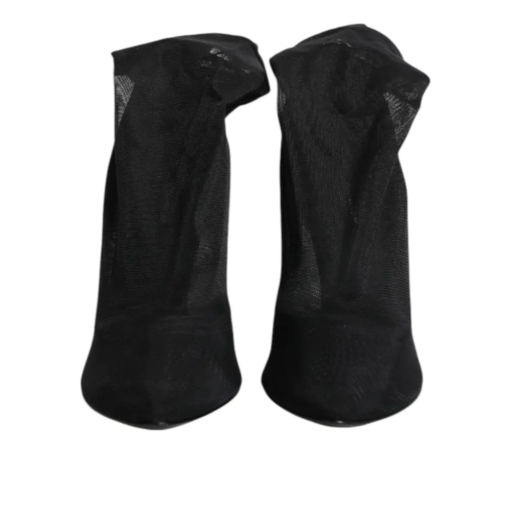 Dolce & Gabbana Schwarz Seide Stretch Mesh Socke Stiefel Schuhe