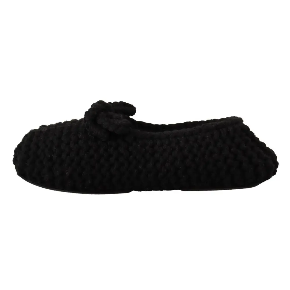Dolce & Gabbana Schwarz Slip On Ballerina Flats Wolle stricken Schuhe - EU41/US10.5