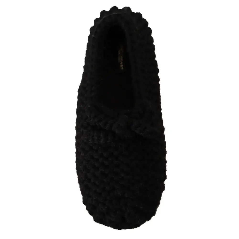 Dolce & Gabbana Schwarz Slip On Ballerina Flats Wolle stricken Schuhe - EU41/US10.5