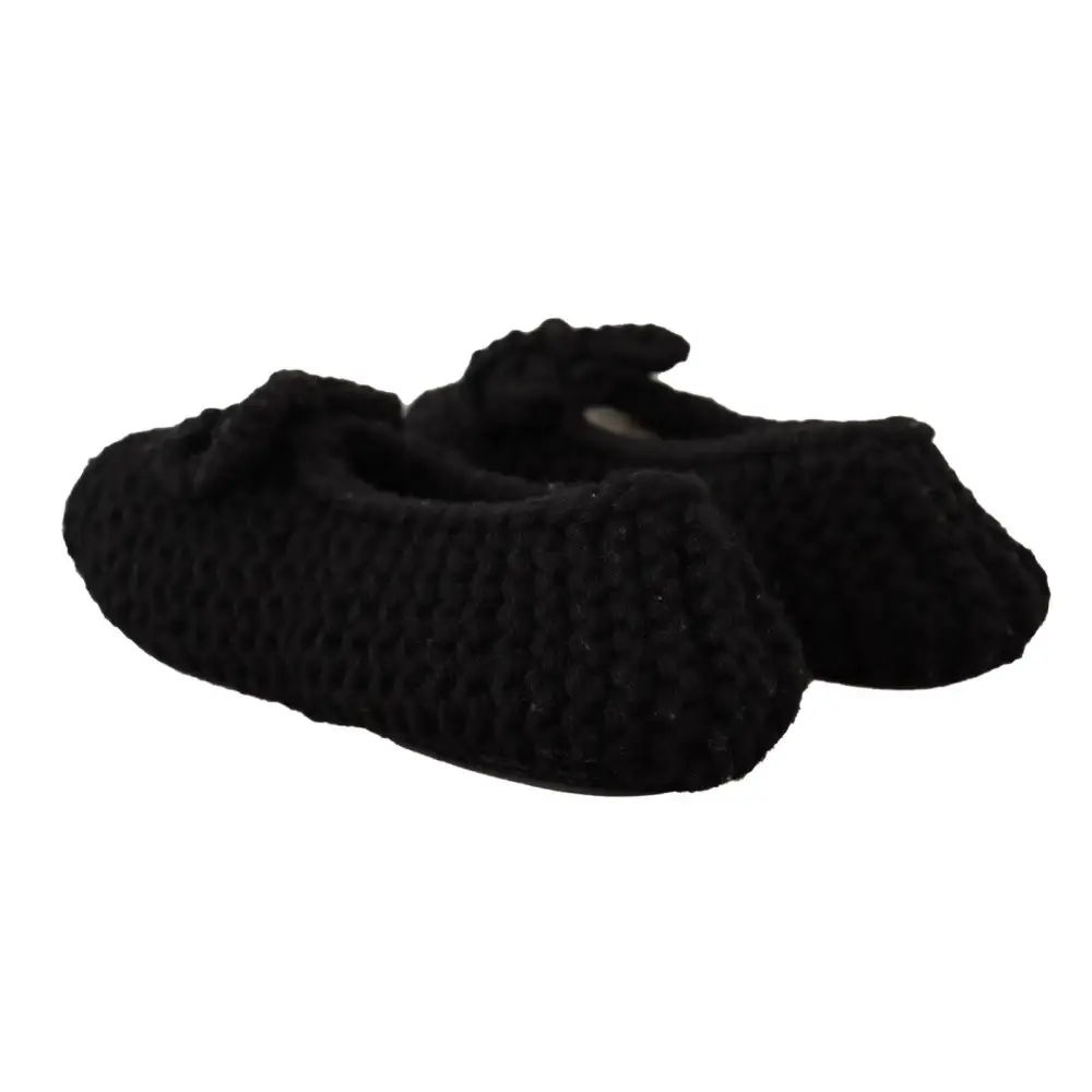 Dolce & Gabbana Schwarz Slip On Ballerina Flats Wolle stricken Schuhe - EU41/US10.5