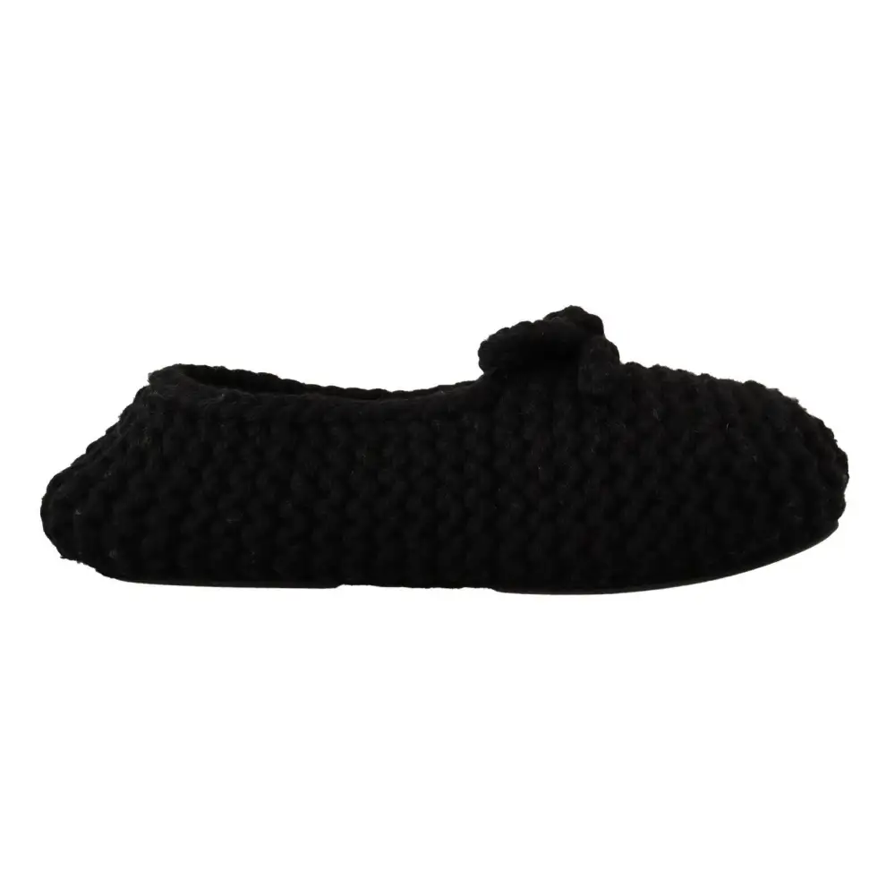 Dolce & Gabbana Schwarz Slip On Ballerina Flats Wolle stricken Schuhe - EU41/US10.5