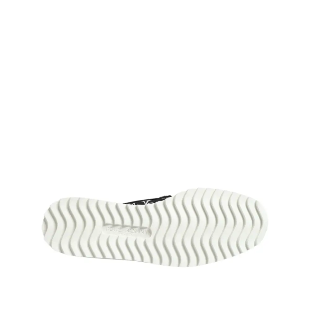 Dolce & Gabbana Schwarz Slip On Bedruckte Männer Loafers Schuhe - EU42.5/US9.5