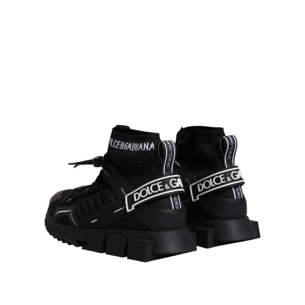 Dolce & Gabbana Schwarz Sorrento Logo Männer Turnschuhe Socken Schuhe - EU42/US9