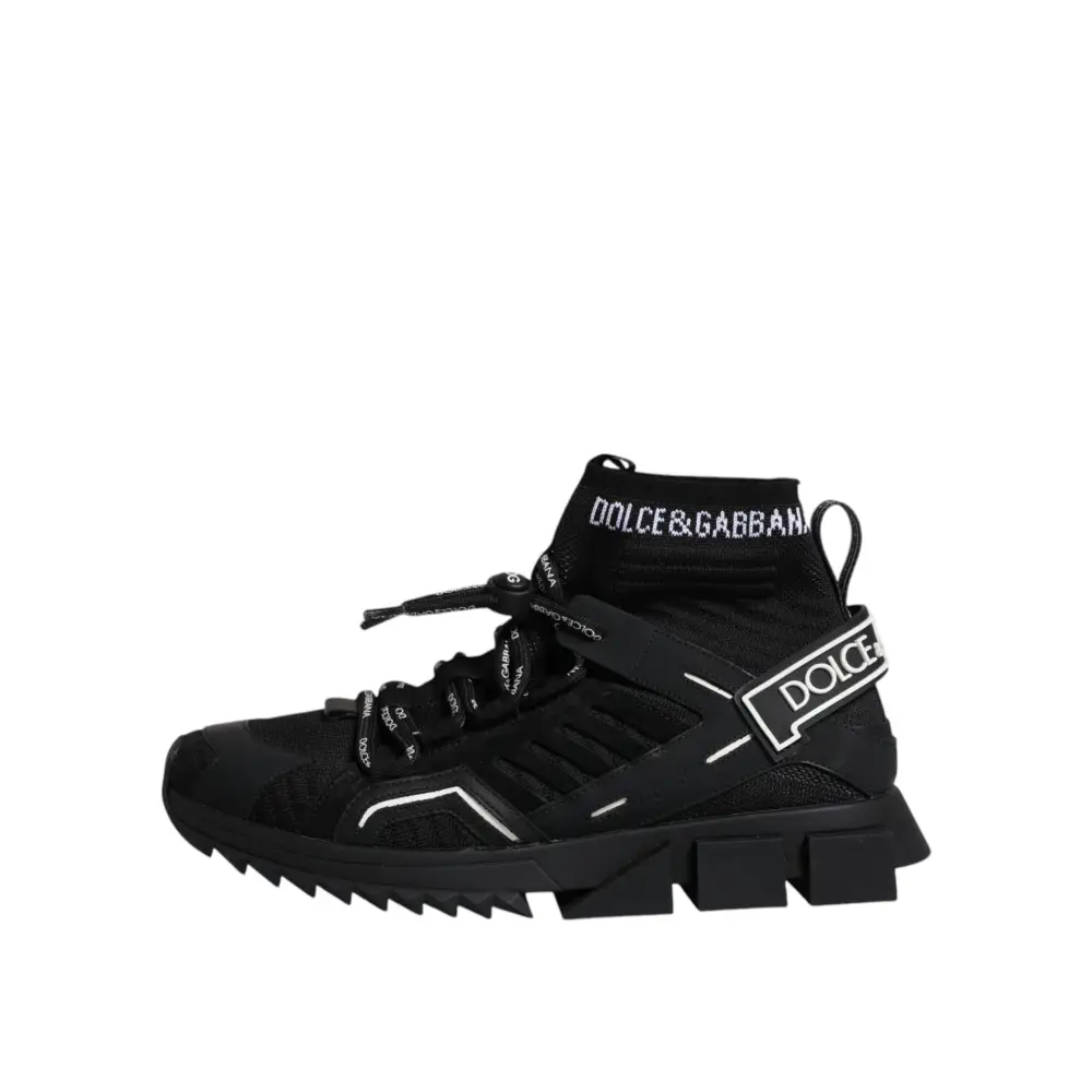 Dolce & Gabbana Schwarz Sorrento Logo Männer Turnschuhe Socken Schuhe - EU42/US9