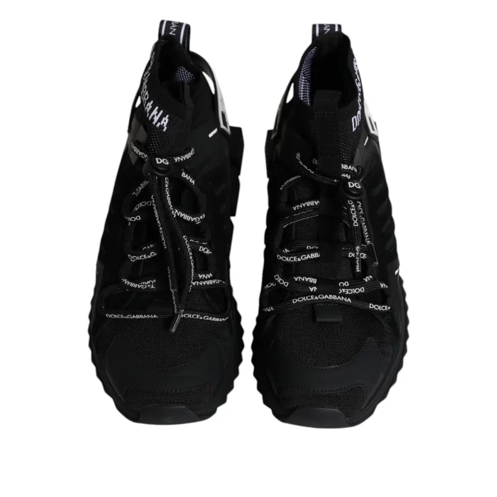 Dolce & Gabbana Schwarz Sorrento Logo Männer Turnschuhe Socken Schuhe - EU42/US9