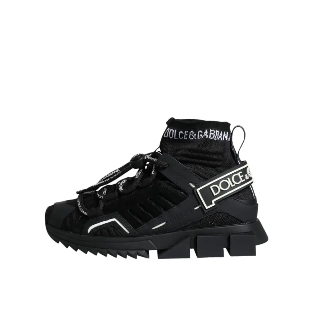 Dolce & Gabbana Schwarz Sorrento Socken Logo Turnschuhe Schuhe - EU36.5/US6
