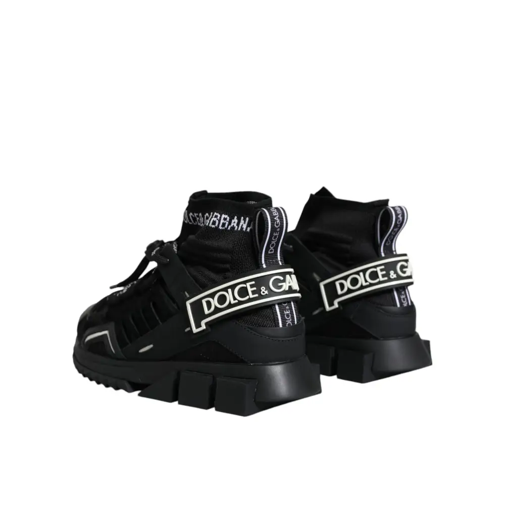 Dolce & Gabbana Schwarz Sorrento Socken Logo Turnschuhe Schuhe - EU36.5/US6