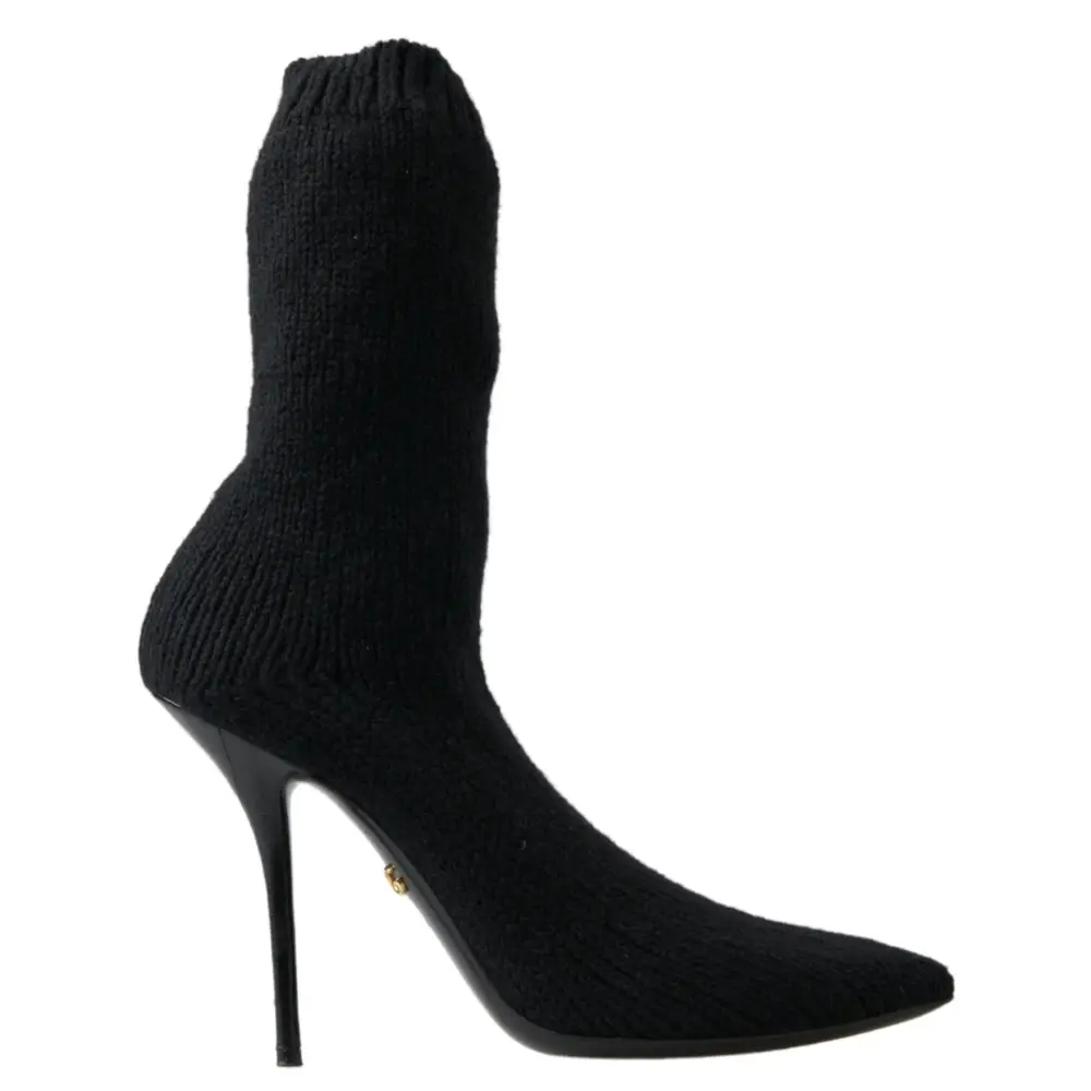 Dolce & Gabbana Schwarz Stiletto Heel Mid Calf Frauen Stiefel Schuhe - EU39/US8.5