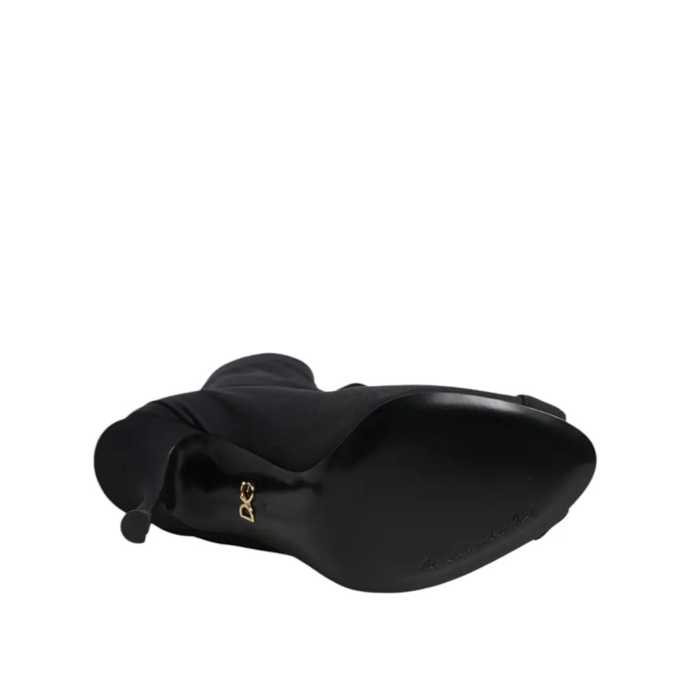 Dolce & Gabbana Schwarz Stiletto Heels Lace Up Stiefel Schuhe