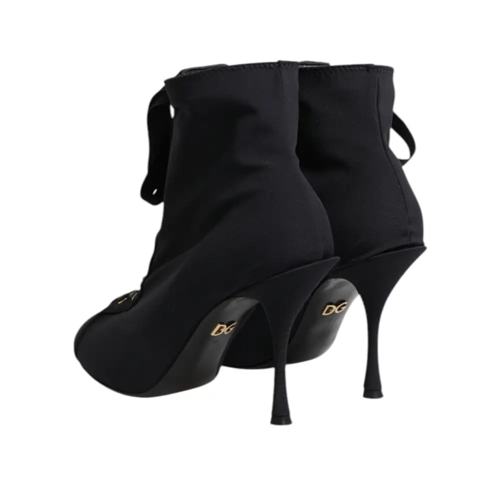 Dolce & Gabbana Schwarz Stiletto Heels Lace Up Stiefel Schuhe