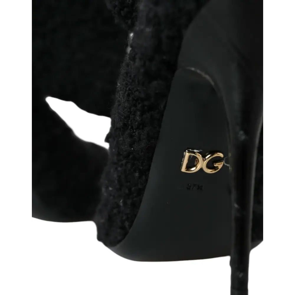 Dolce & Gabbana Schwarz Stiletto Heels Mid Calf Stiefel Schuhe - EU37.5/US7