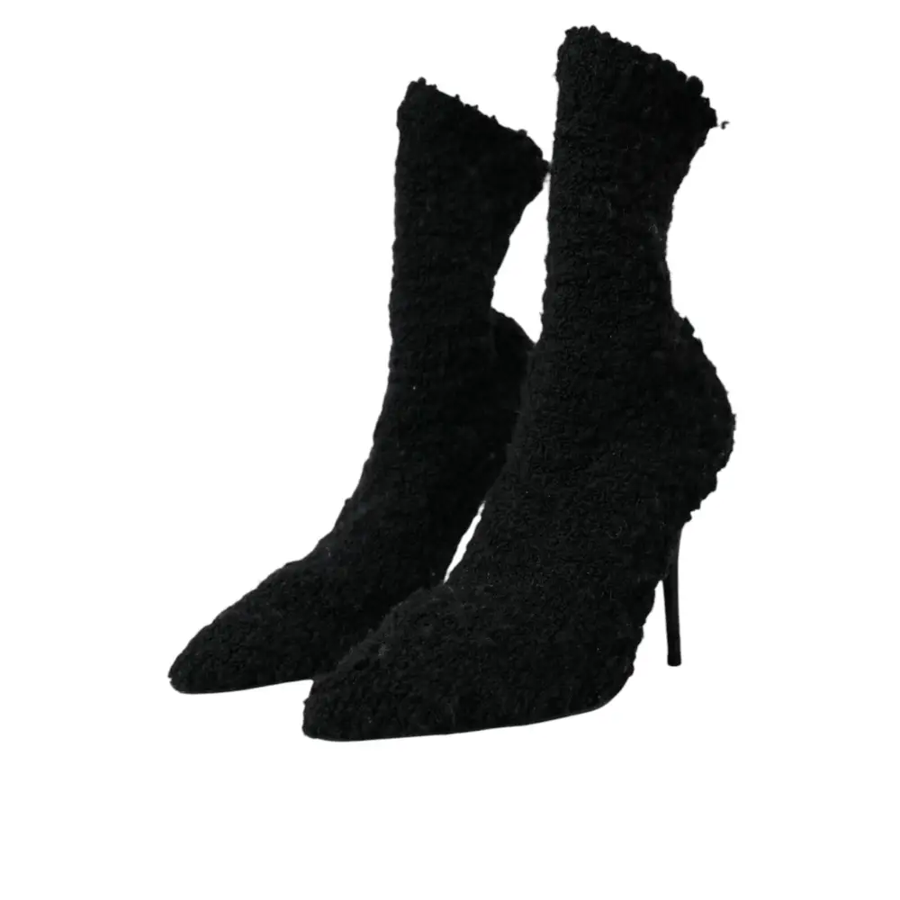 Dolce & Gabbana Schwarz Stiletto Heels Mid Calf Stiefel Schuhe - EU37.5/US7
