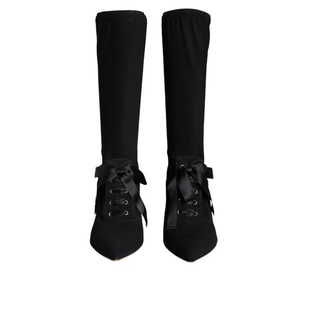 Dolce & Gabbana Schwarz Stiletto Heels Mid Calf Stiefel Schuhe