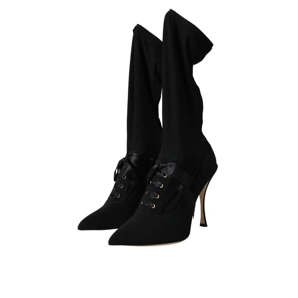Dolce & Gabbana Schwarz Stiletto Heels Mid Calf Stiefel Schuhe