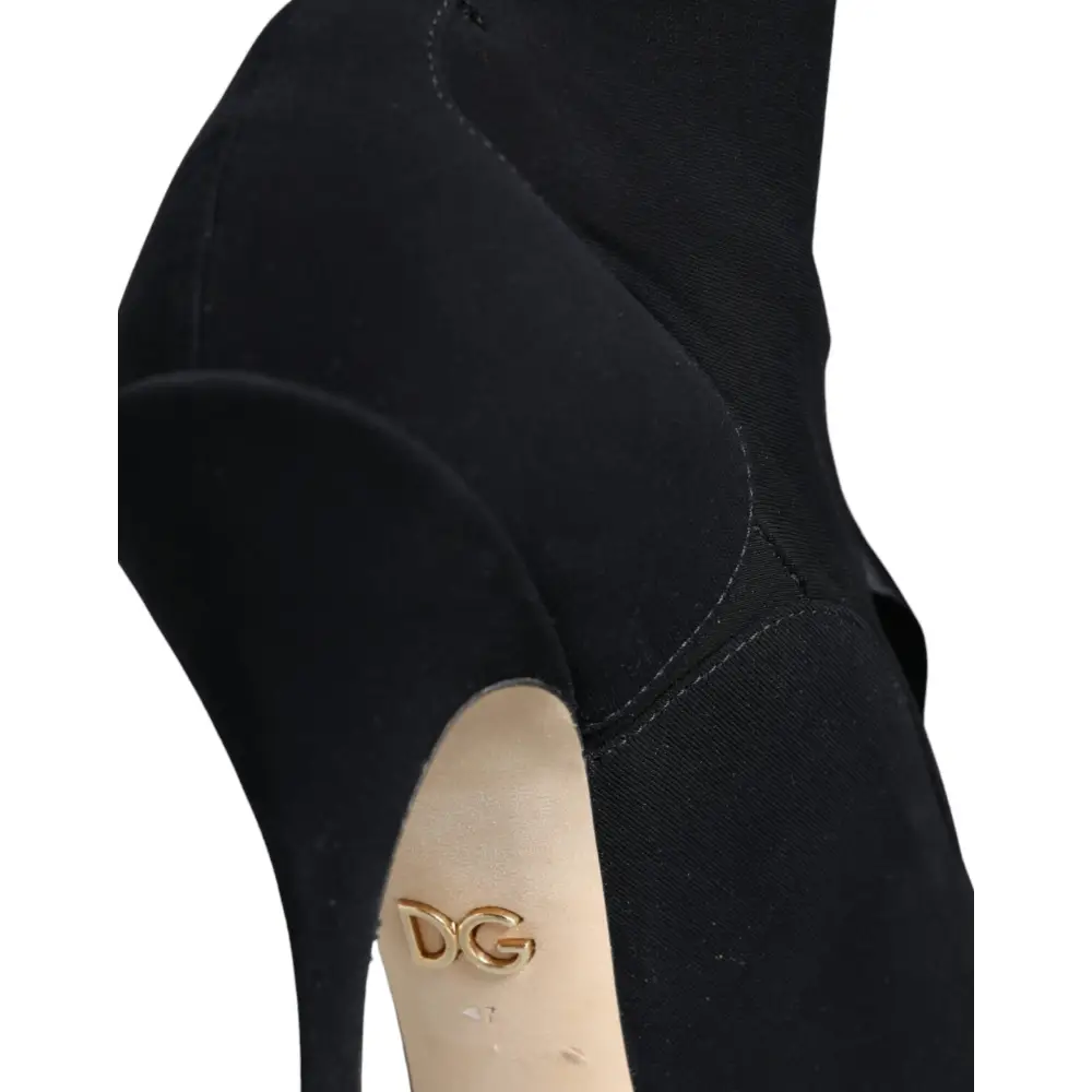 Dolce & Gabbana Schwarz Stiletto Heels Mid Calf Stiefel Schuhe