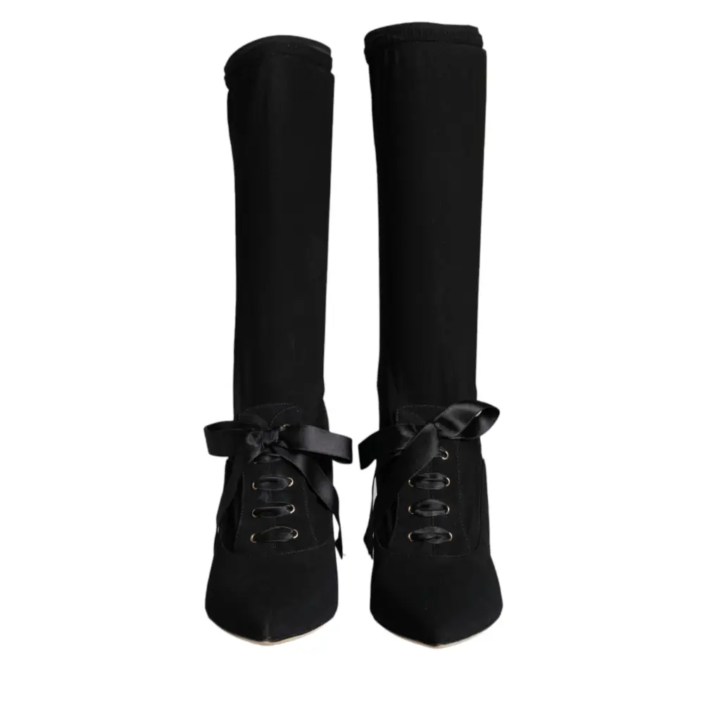 Dolce & Gabbana Schwarz Stiletto Heels Mid Calf Stiefel Schuhe - EU38.5/US8