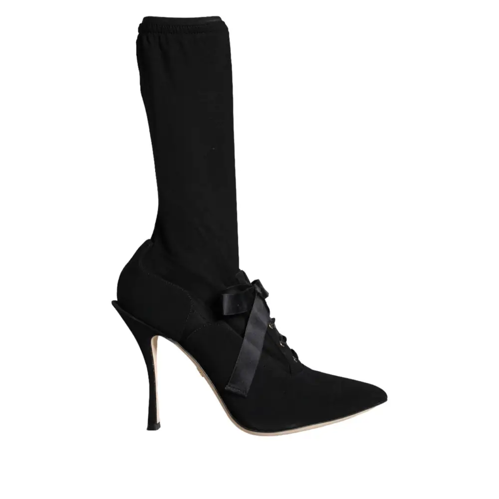 Dolce & Gabbana Schwarz Stiletto Heels Mid Calf Stiefel Schuhe - EU38.5/US8