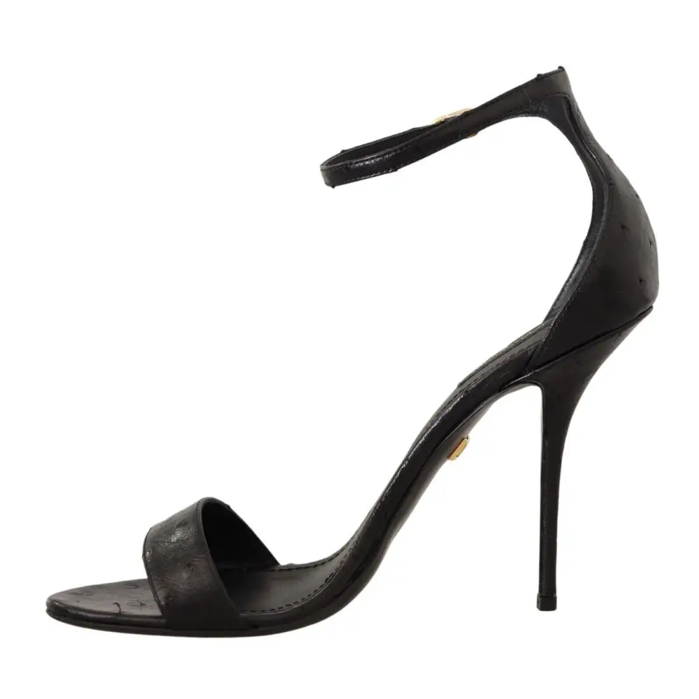 Dolce & Gabbana Schwarz Strauß Knöchelriemen Heels Sandalen Schuhe - EU41/US10.5