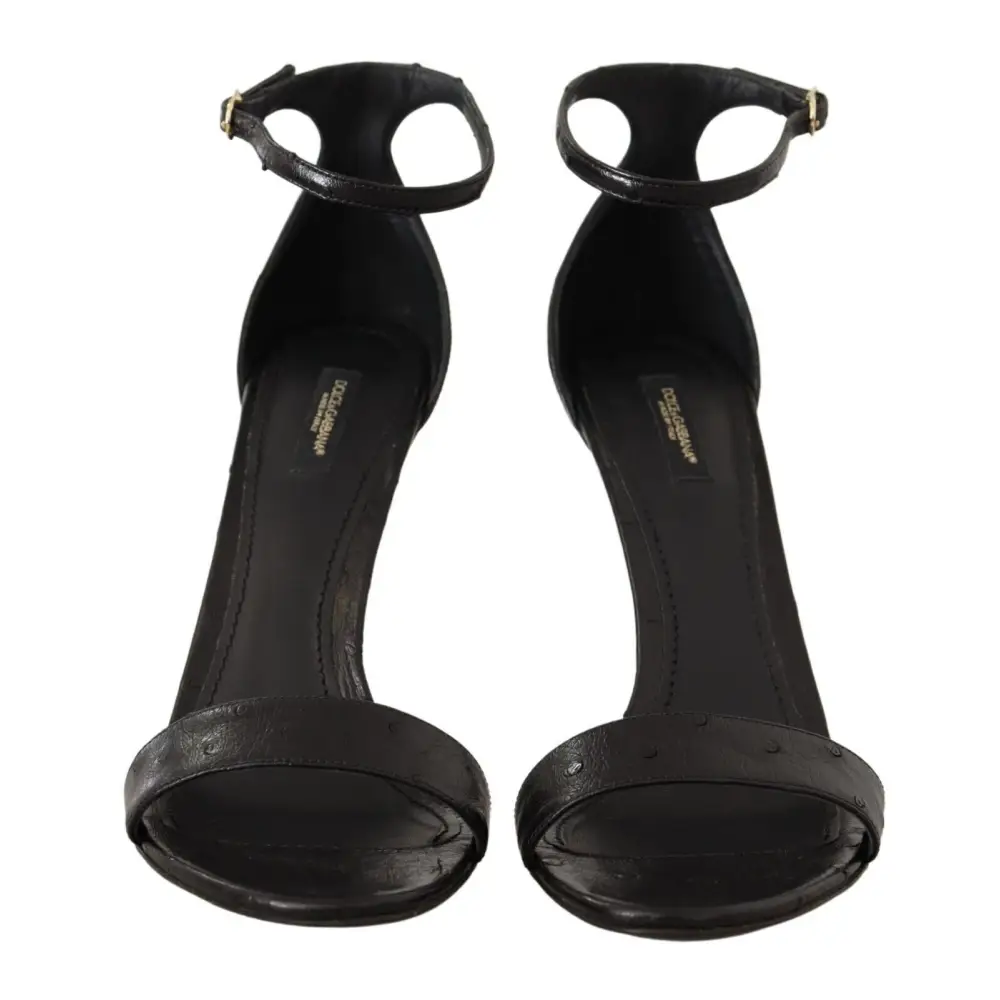 Dolce & Gabbana Schwarz Strauß Knöchelriemen Heels Sandalen Schuhe - EU41/US10.5