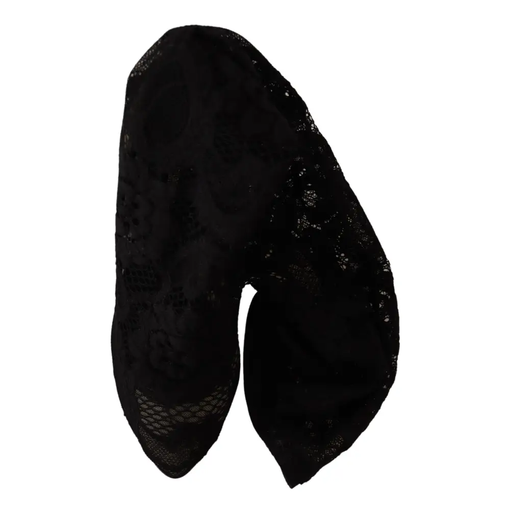 Dolce & Gabbana Schwarz Stretch Socken Taormina Spitze Stiefel Schuhe - EU38.5/US8