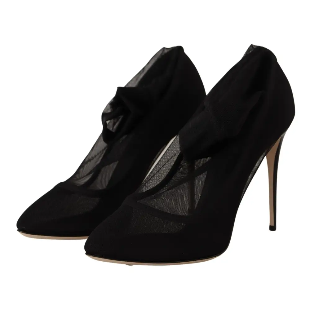 Dolce & Gabbana Schwarz Stretch Tüll Stretch Stiefel Schuhe - EU39/US8.5