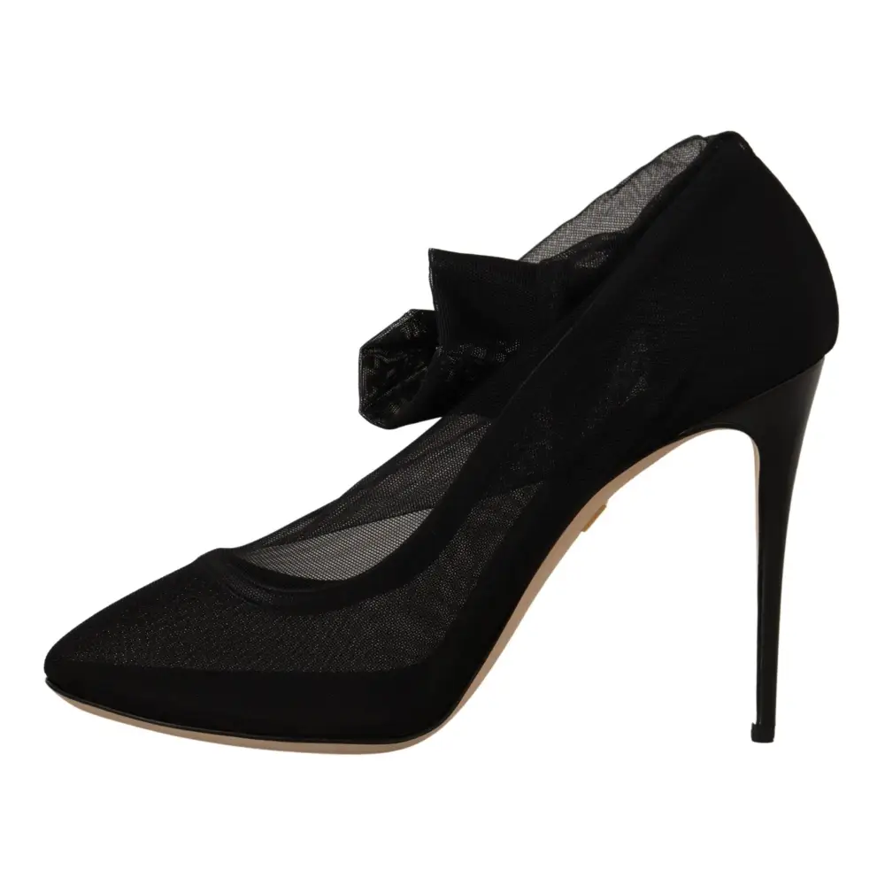 Dolce & Gabbana Schwarz Stretch Tüll Stretch Stiefel Schuhe - EU39/US8.5