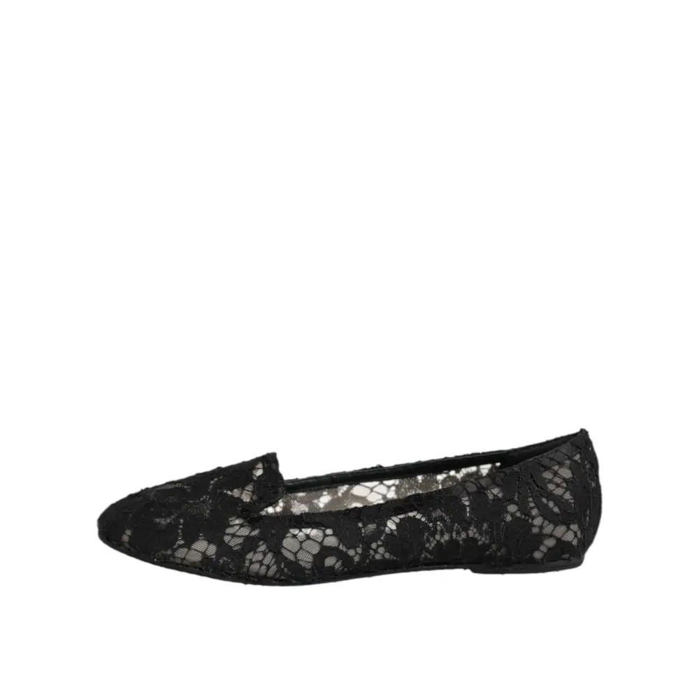 Dolce & Gabbana Schwarz Taormina Spitze Slip On Flats Schuhe - EU37.5/US7
