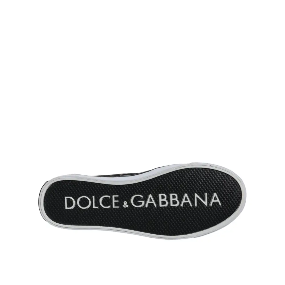 Dolce & Gabbana Schwarz Tropical Print Low Top Sneakers Schuhe - EU40.5/US7.5