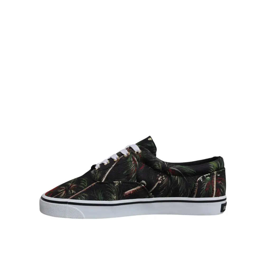 Dolce & Gabbana Schwarz Tropical Print Low Top Sneakers Schuhe - EU40.5/US7.5