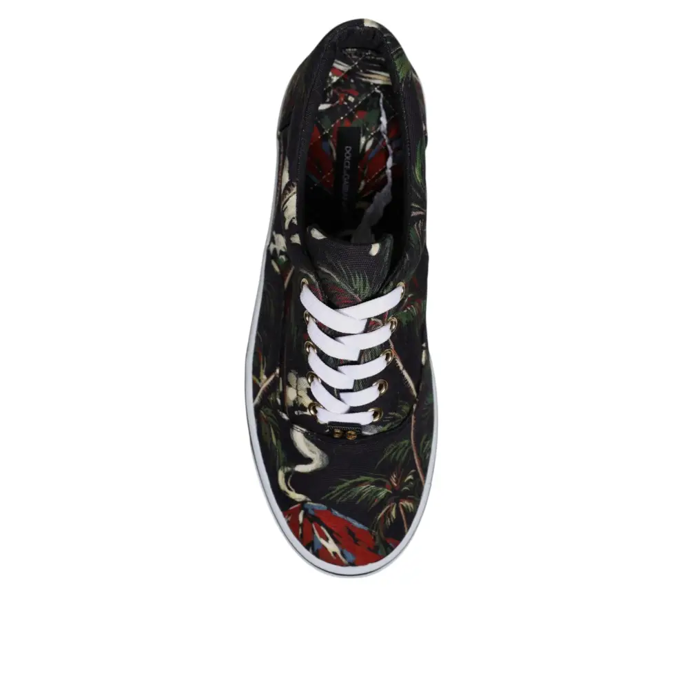 Dolce & Gabbana Schwarz Tropical Print Low Top Sneakers Schuhe - EU40.5/US7.5