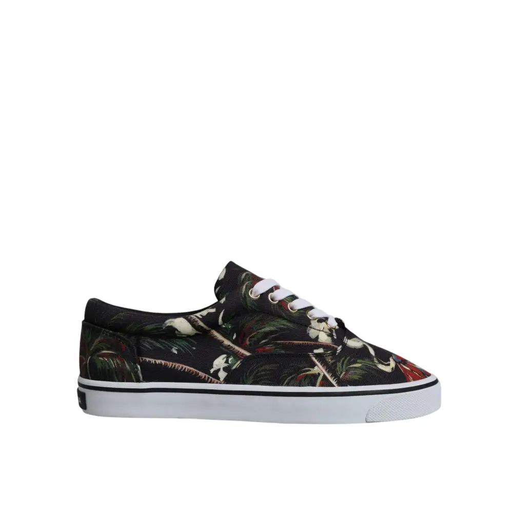 Dolce & Gabbana Schwarz Tropical Print Low Top Sneakers Schuhe - EU40.5/US7.5