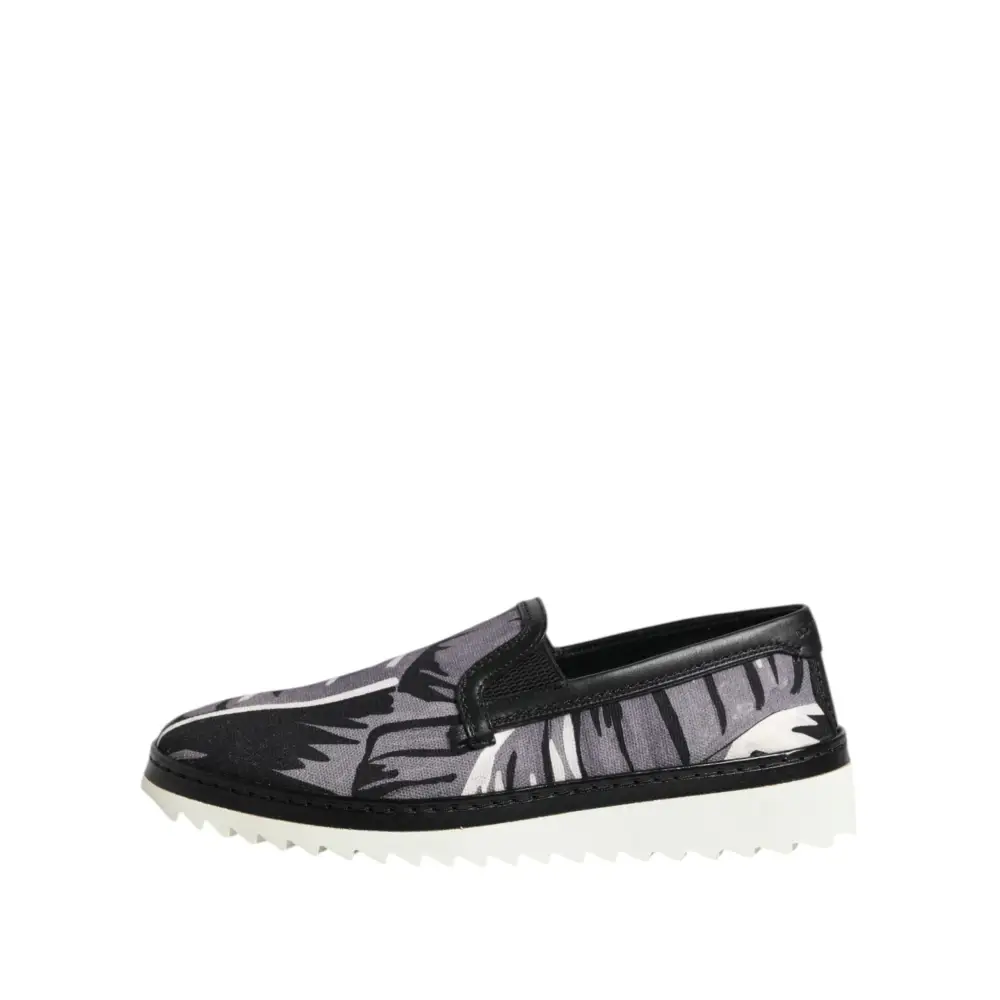Dolce & Gabbana Schwarz Tropical Slip On Männer Turnschuhe Schuhe