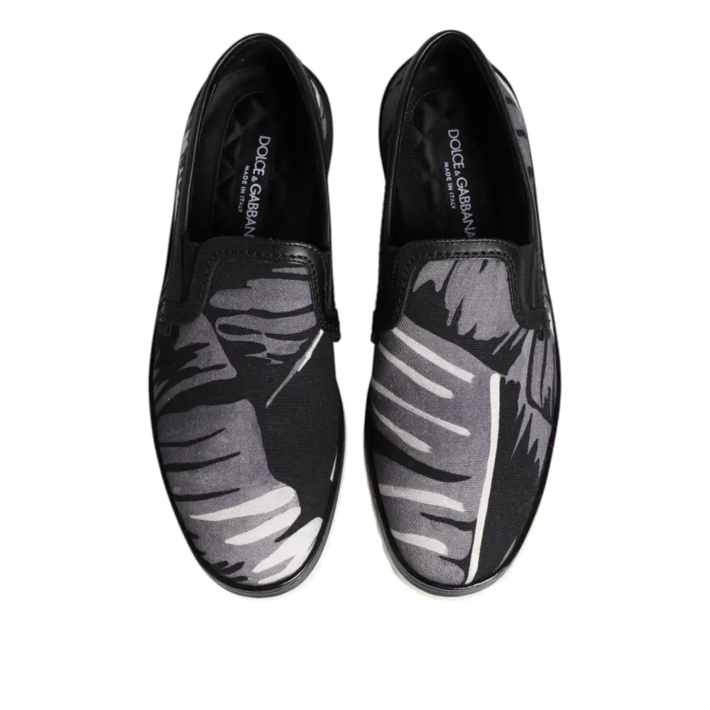 Dolce & Gabbana Schwarz Tropical Slip On Männer Turnschuhe Schuhe